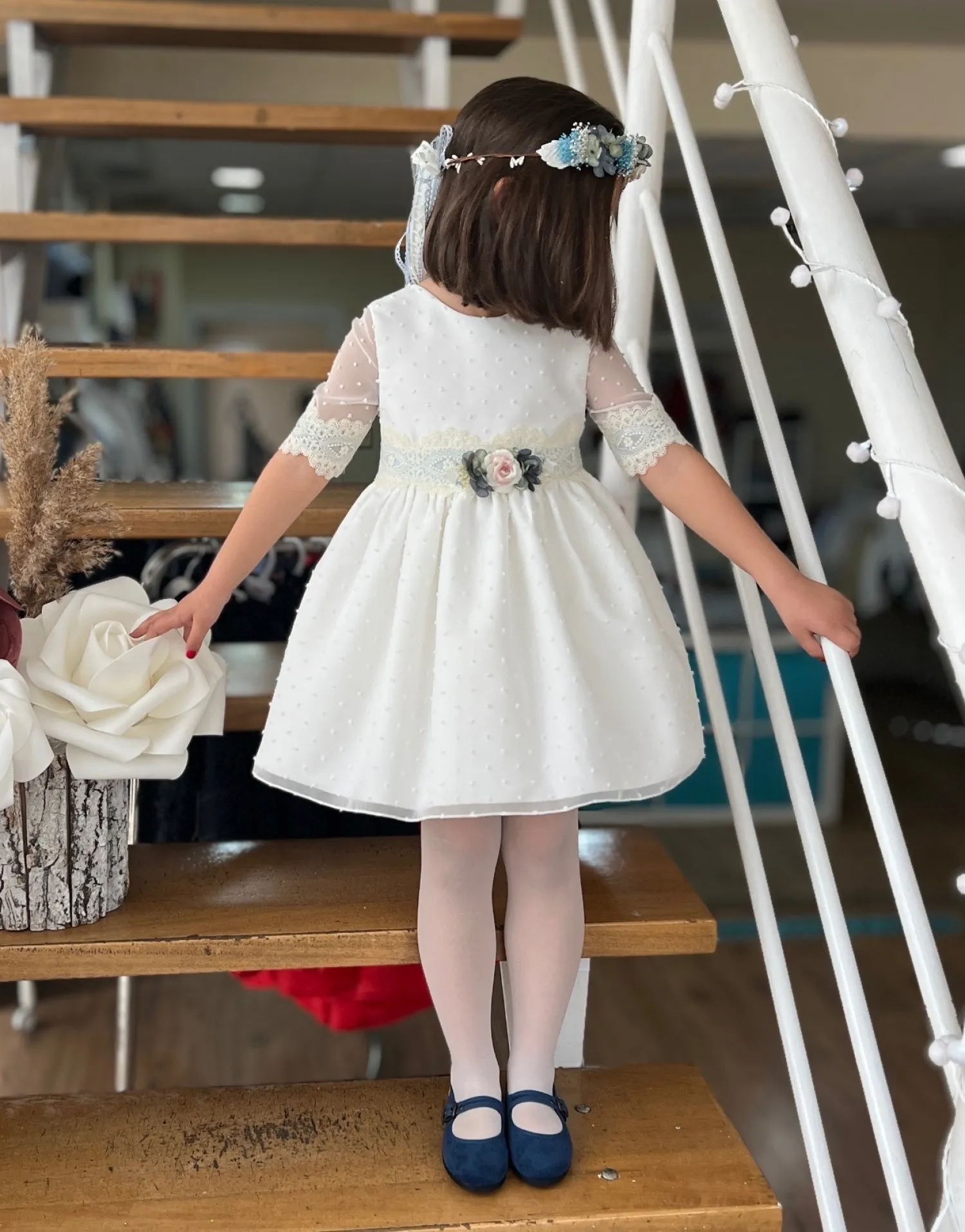 TWOCOLOR TULLE PLUMETI DRESS FOR ARRAS OR CEREMONY.