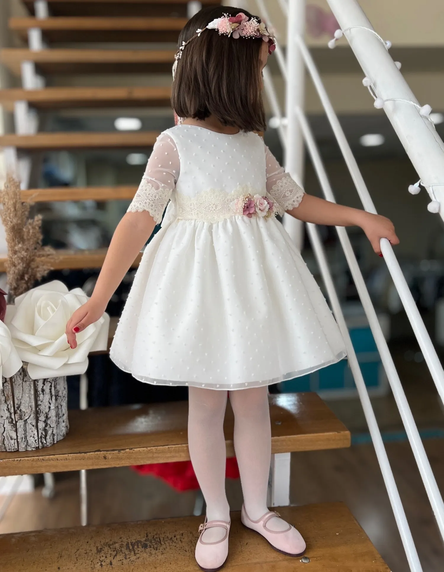 TWOCOLOR TULLE PLUMETI DRESS FOR ARRAS OR CEREMONY.