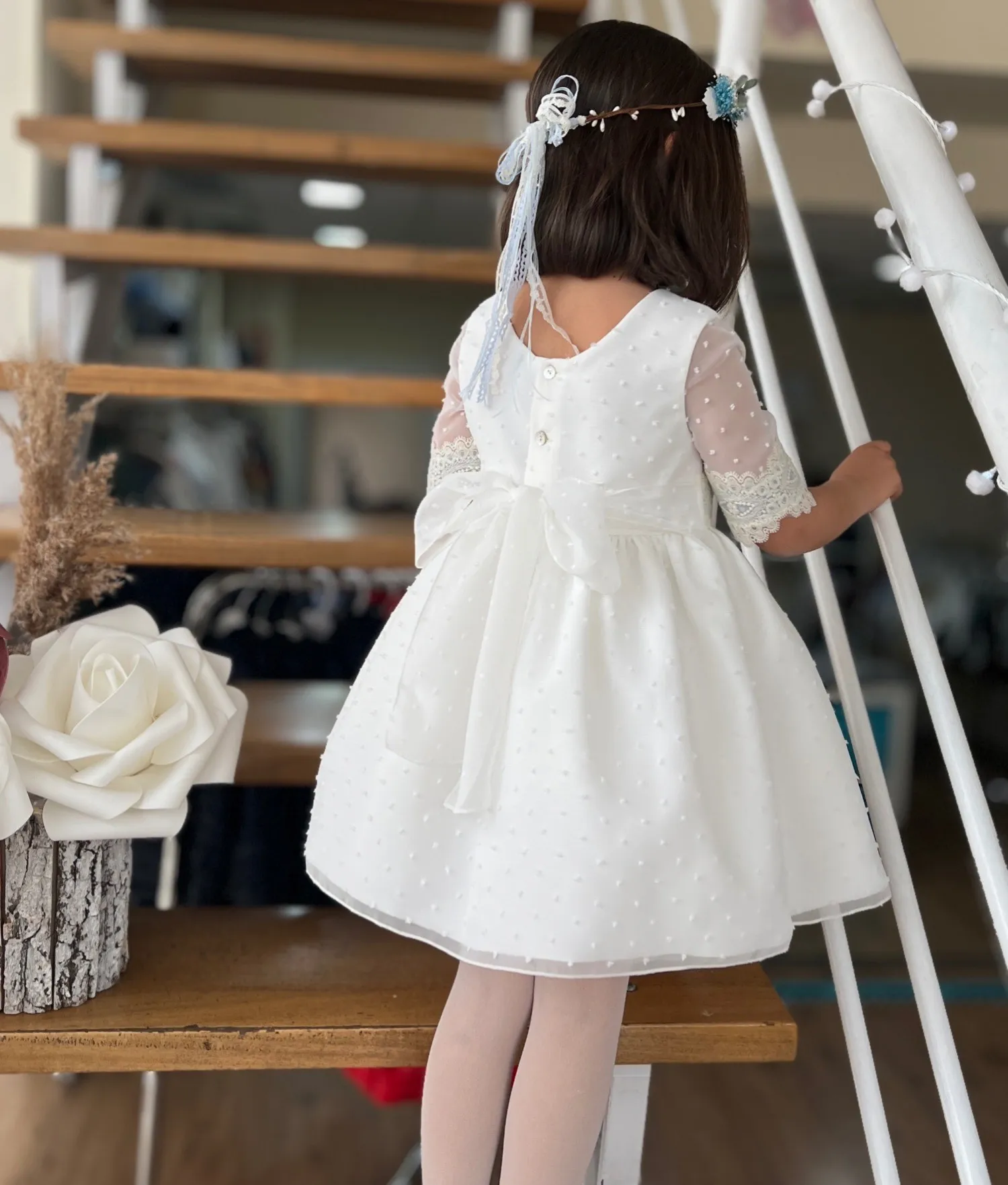 TWOCOLOR TULLE PLUMETI DRESS FOR ARRAS OR CEREMONY.
