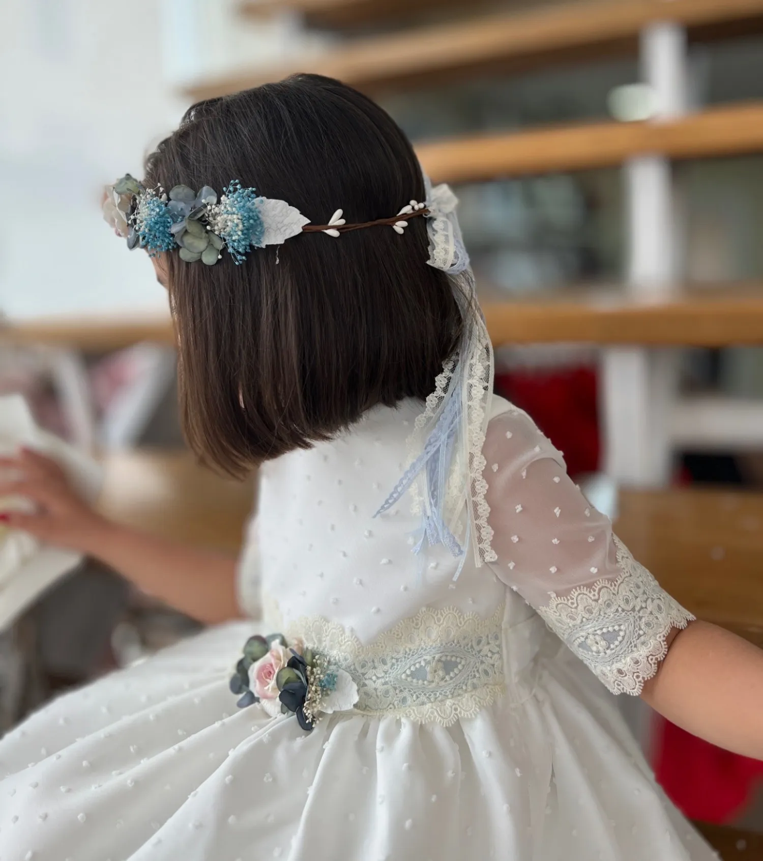 TWOCOLOR TULLE PLUMETI DRESS FOR ARRAS OR CEREMONY.