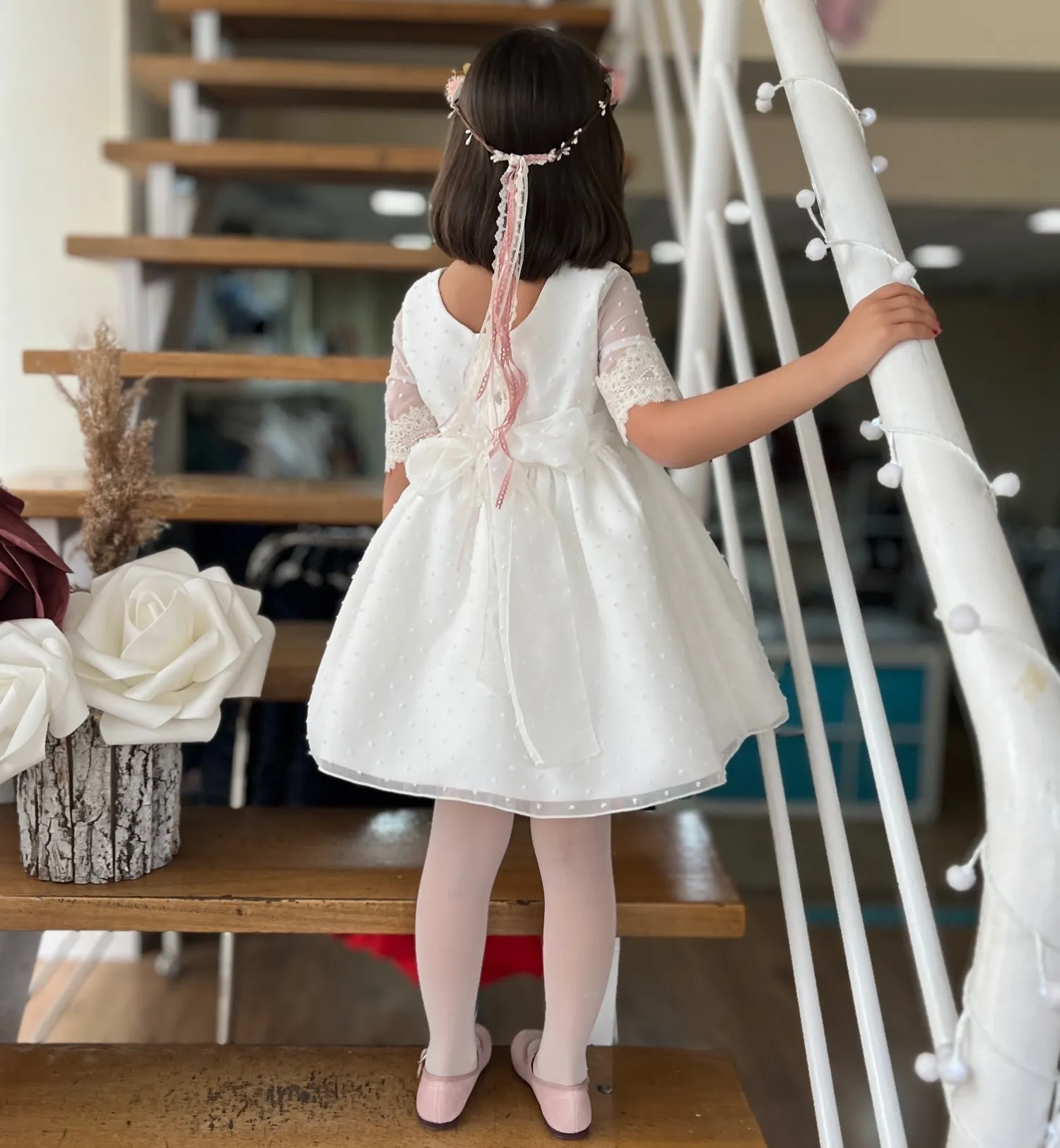 TWOCOLOR TULLE PLUMETI DRESS FOR ARRAS OR CEREMONY.