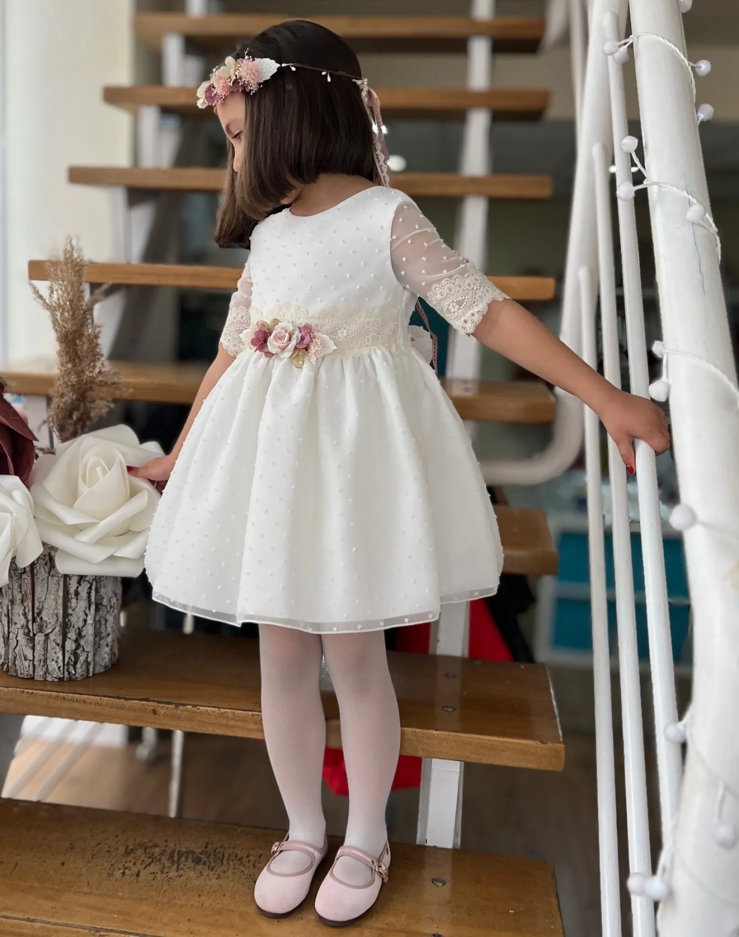 TWOCOLOR TULLE PLUMETI DRESS FOR ARRAS OR CEREMONY.
