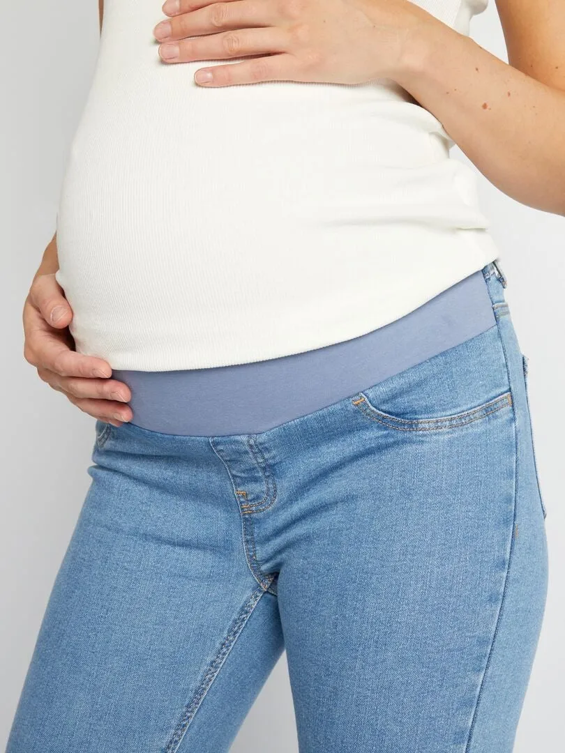VAQUERO PREMAMá SKINNY SUPERELáSTICO  INICIO DEL EMBARAZO  PEQUEñA BANDA  AZUL