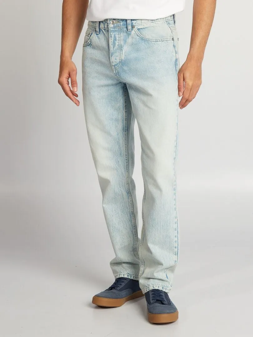 VAQUERO RECTO CON 5 BOLSILLOS EFECTO DESCOLORIDO  AZUL