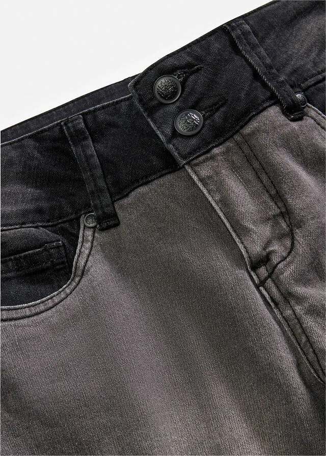 Vaqueros biker bicolor de corte ajustado Negro piedra/gris vaquero