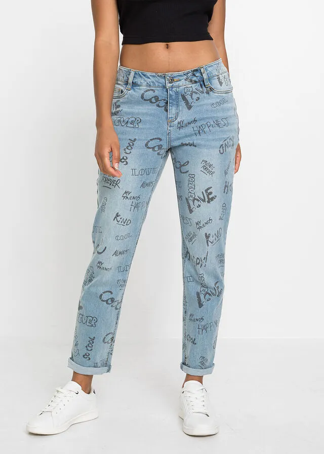 Vaqueros boyfriend estampados Denim