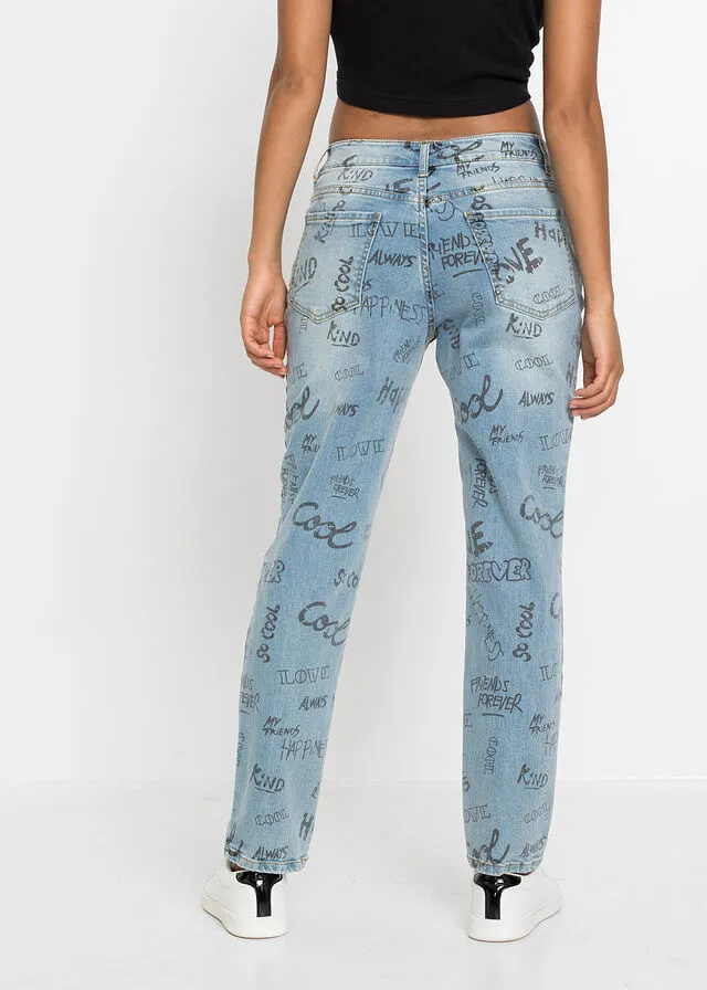 Vaqueros boyfriend estampados Denim