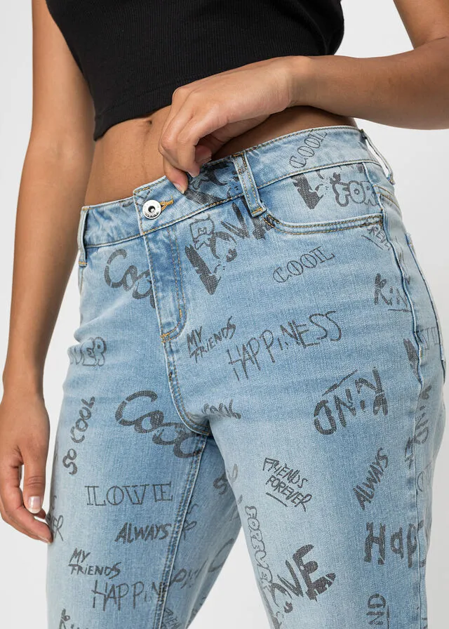 Vaqueros boyfriend estampados Denim