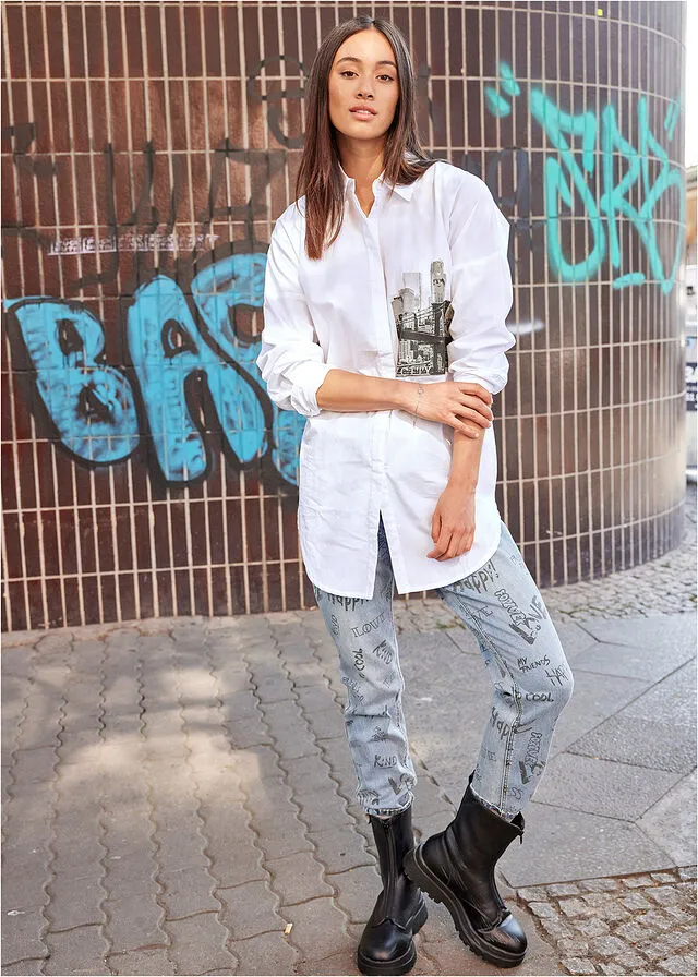 Vaqueros boyfriend estampados Denim