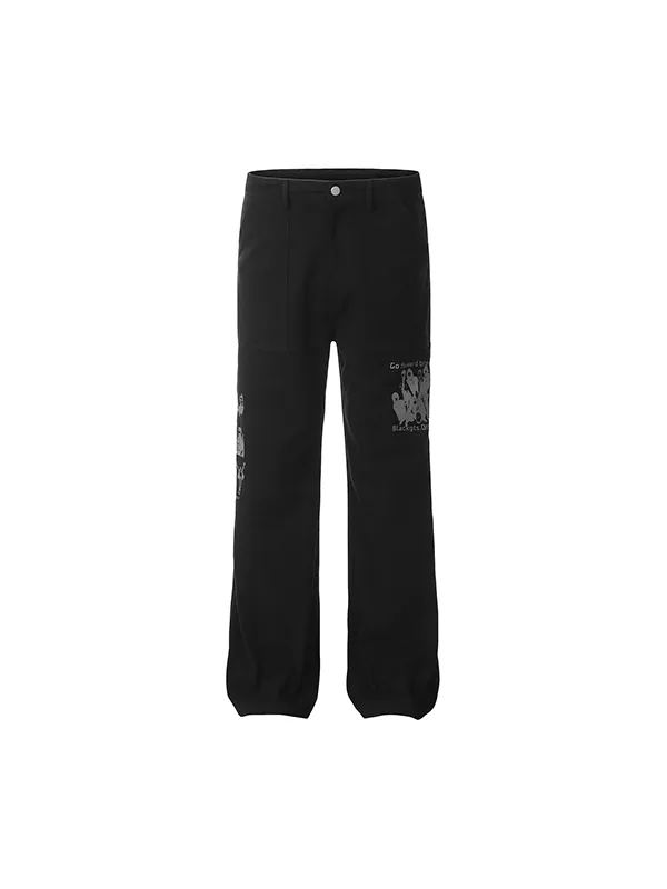 Vaqueros boyfriend rectos americanos estampados