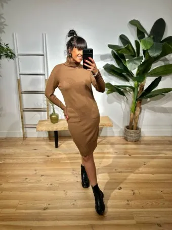 Vestido Básico Punto VADDERICK Marrón