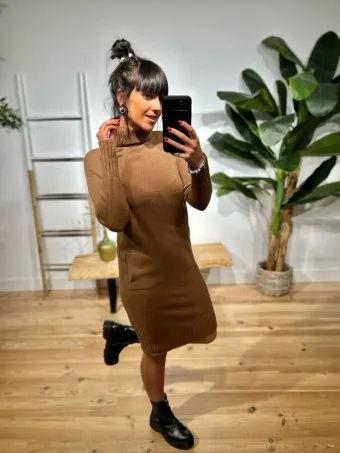 Vestido Básico Punto VADDERICK Marrón