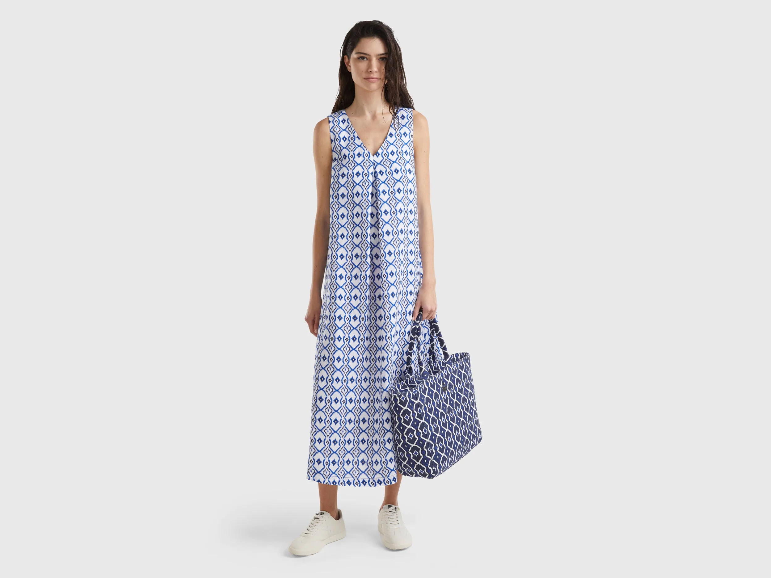 Vestido de lino estampado