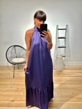 Vestido Halter Satinado ALAYNE Morado