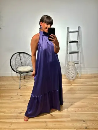 Vestido Halter Satinado ALAYNE Morado