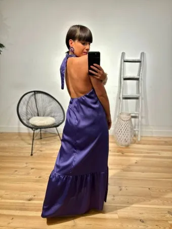 Vestido Halter Satinado ALAYNE Morado