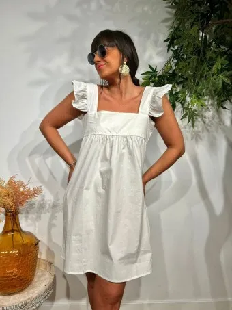 Vestido Popelín Volantes KOOKIE Blanco