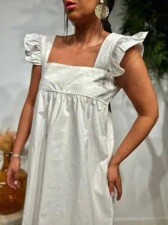 Vestido Popelín Volantes KOOKIE Blanco