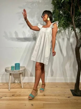 Vestido Popelín Volantes KOOKIE Blanco