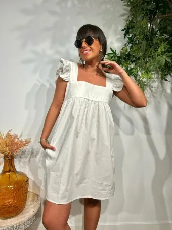 Vestido Popelín Volantes KOOKIE Blanco