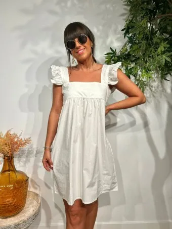 Vestido Popelín Volantes KOOKIE Blanco
