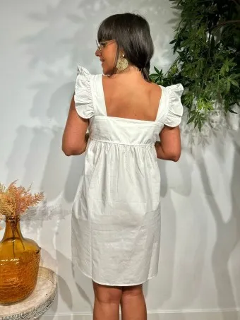 Vestido Popelín Volantes KOOKIE Blanco