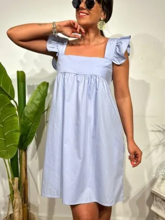 Vestido Popelín Volantes KOOKIE Celeste