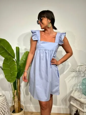 Vestido Popelín Volantes KOOKIE Celeste
