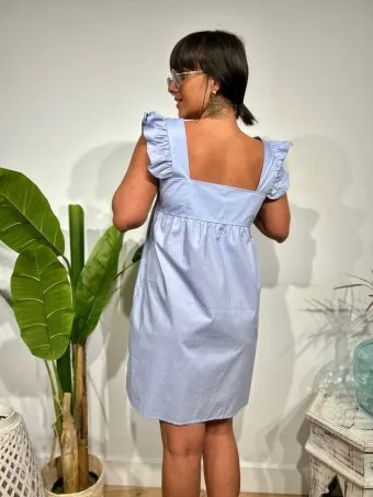 Vestido Popelín Volantes KOOKIE Celeste