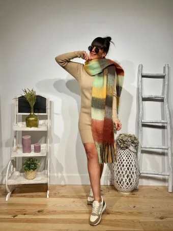 Vestido Punto Botones THERIMA Camel