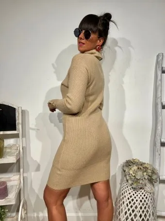 Vestido Punto Botones THERIMA Camel