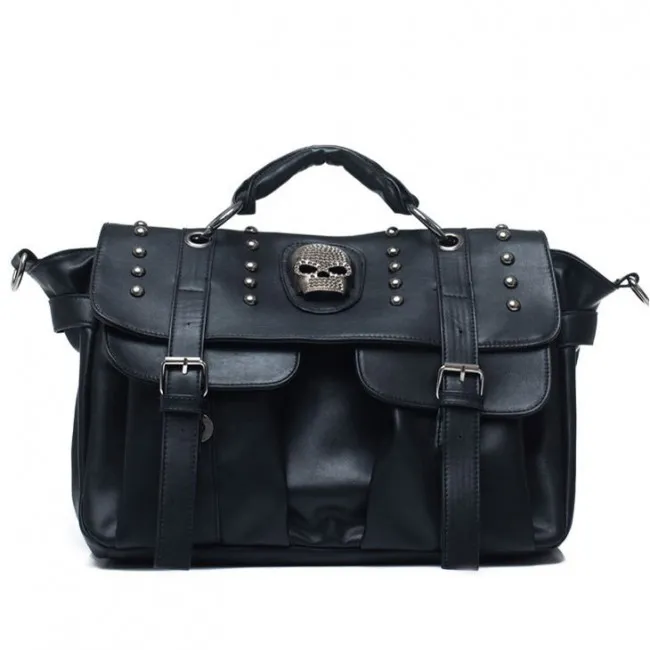 Vintage Black Skull Rivets Messenger Bag&Shoulder Bag
