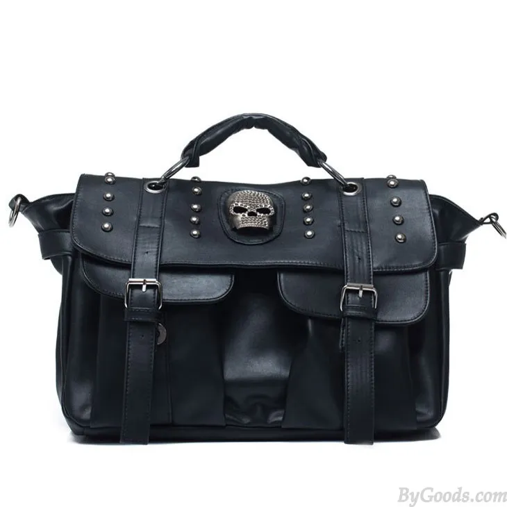 Vintage Black Skull Rivets Messenger Bag&Shoulder Bag