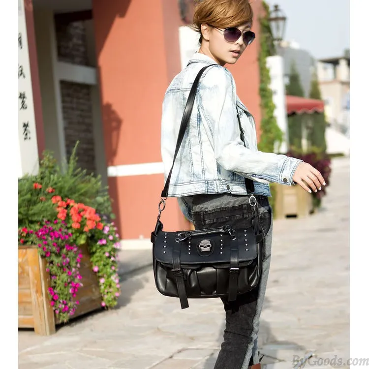 Vintage Black Skull Rivets Messenger Bag&Shoulder Bag