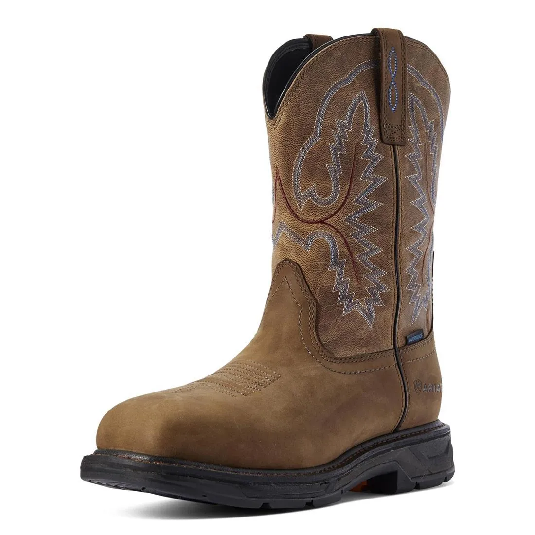 WorkHog XT Wide Square Toe Waterproof Work Boot Distressed Brown