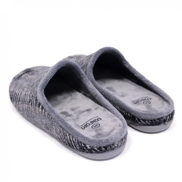 Zapatillas casa grises comfort  estampado animal print