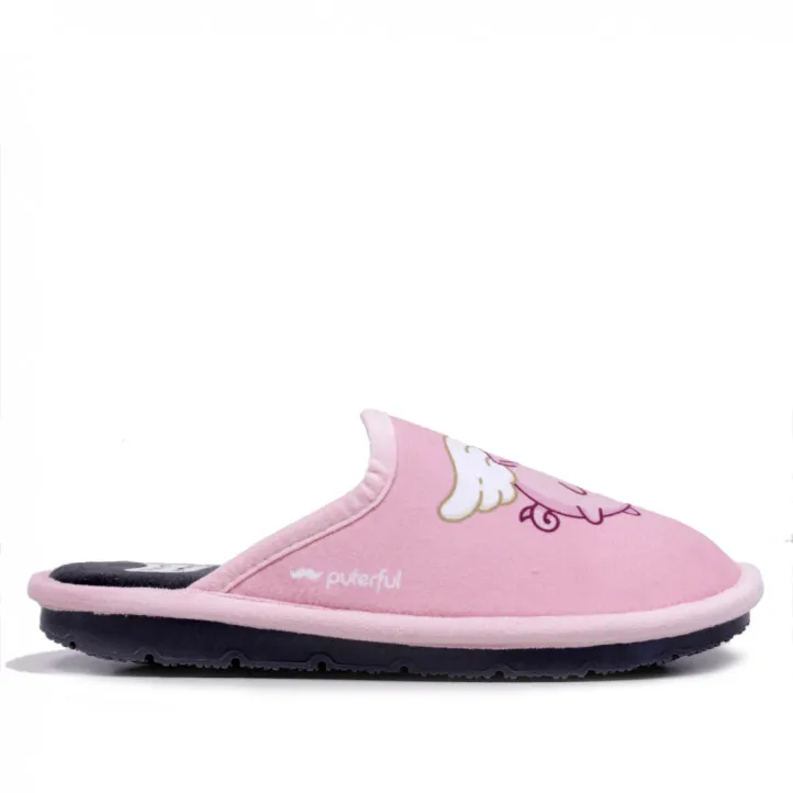 Zapatillas casa Laro rosas con cerco unicornio alado