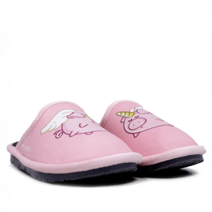 Zapatillas casa Laro rosas con cerco unicornio alado