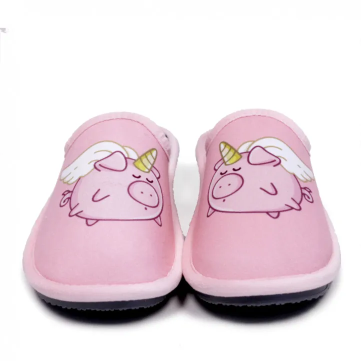 Zapatillas casa Laro rosas con cerco unicornio alado
