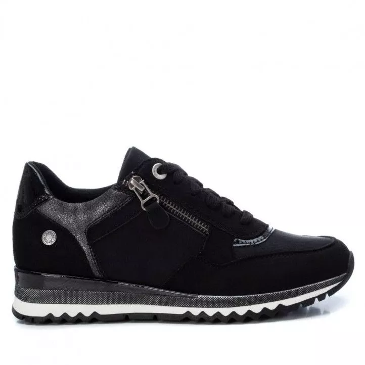 Zapatillas deportivas Refresh negras con detalles plateados, cordones y cremallera