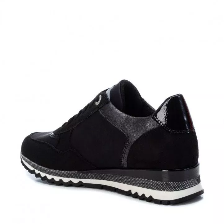 Zapatillas deportivas Refresh negras con detalles plateados, cordones y cremallera