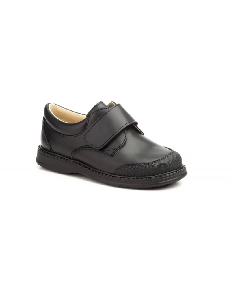 Zapatos Colegial Niño Piel Negro Cierre Velcro