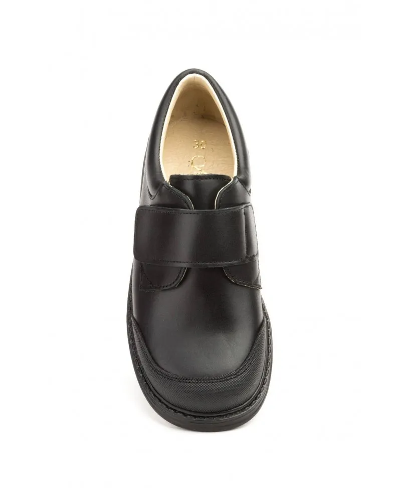 Zapatos Colegial Niño Piel Negro Cierre Velcro