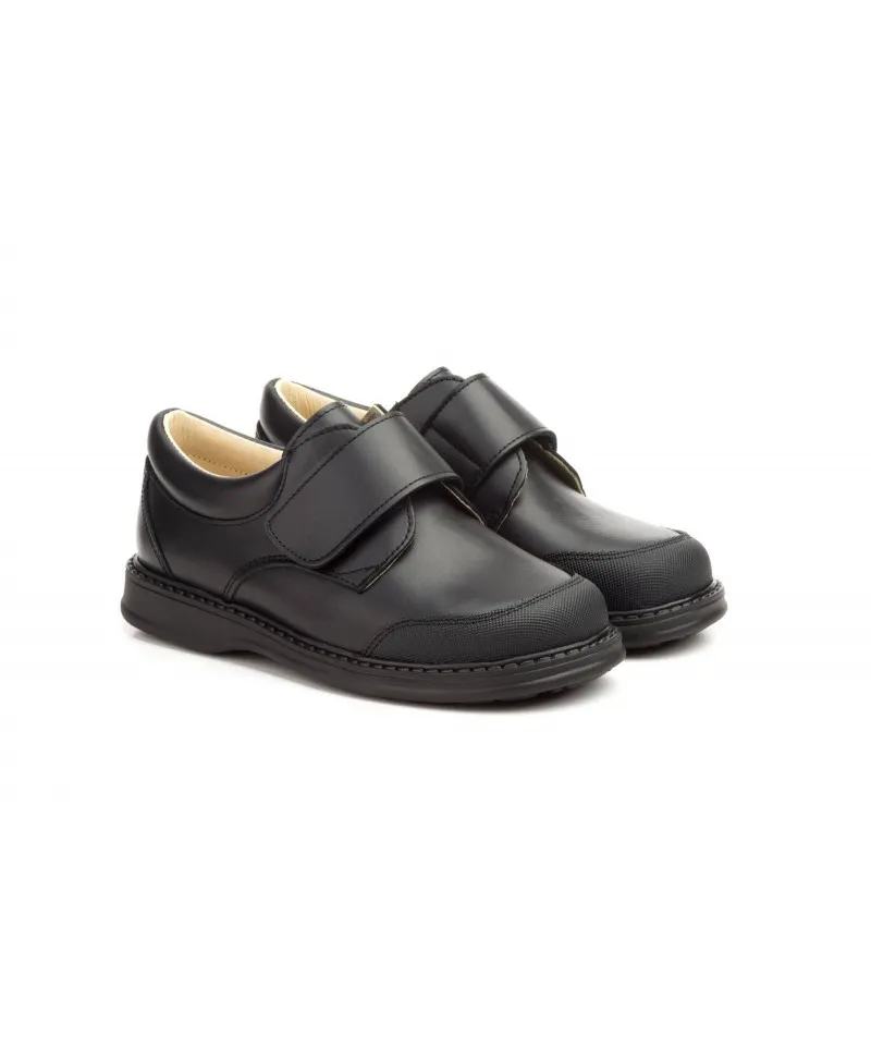 Zapatos Colegial Niño Piel Negro Cierre Velcro