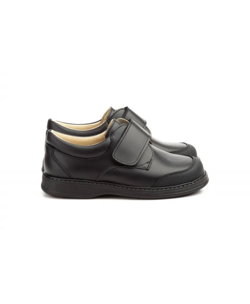 Zapatos Colegial Niño Piel Negro Cierre Velcro