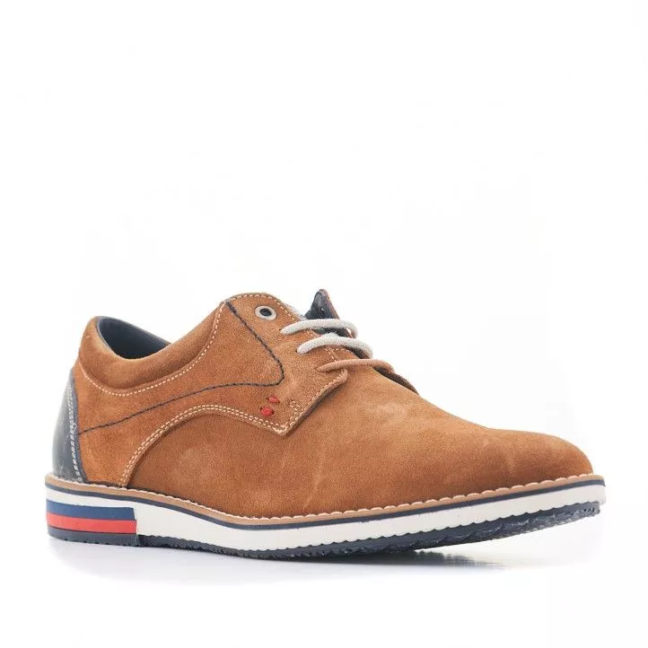 Zapatos sport Lobo de piel marrones y detalles en azul y rojo