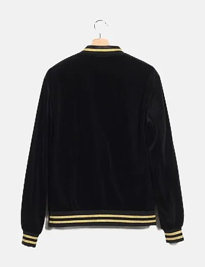Zara Chaqueta bomber negro terciopelo negro
