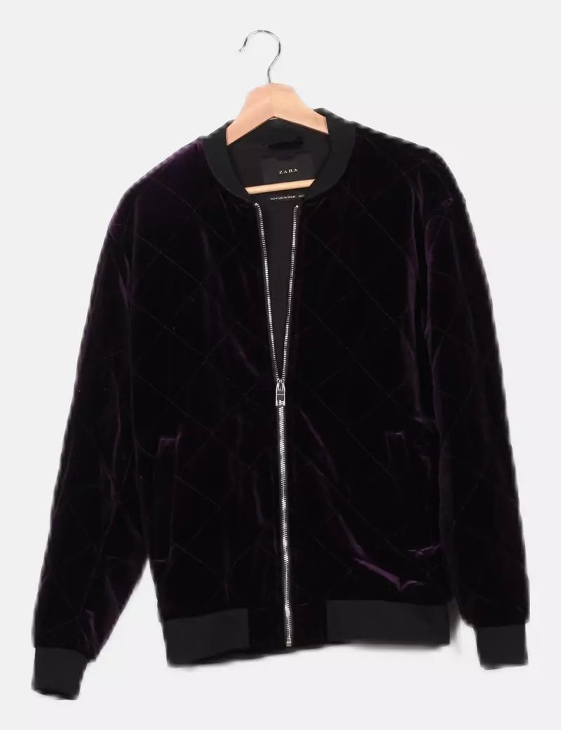 Zara Chaqueta bomber terciopelo morada