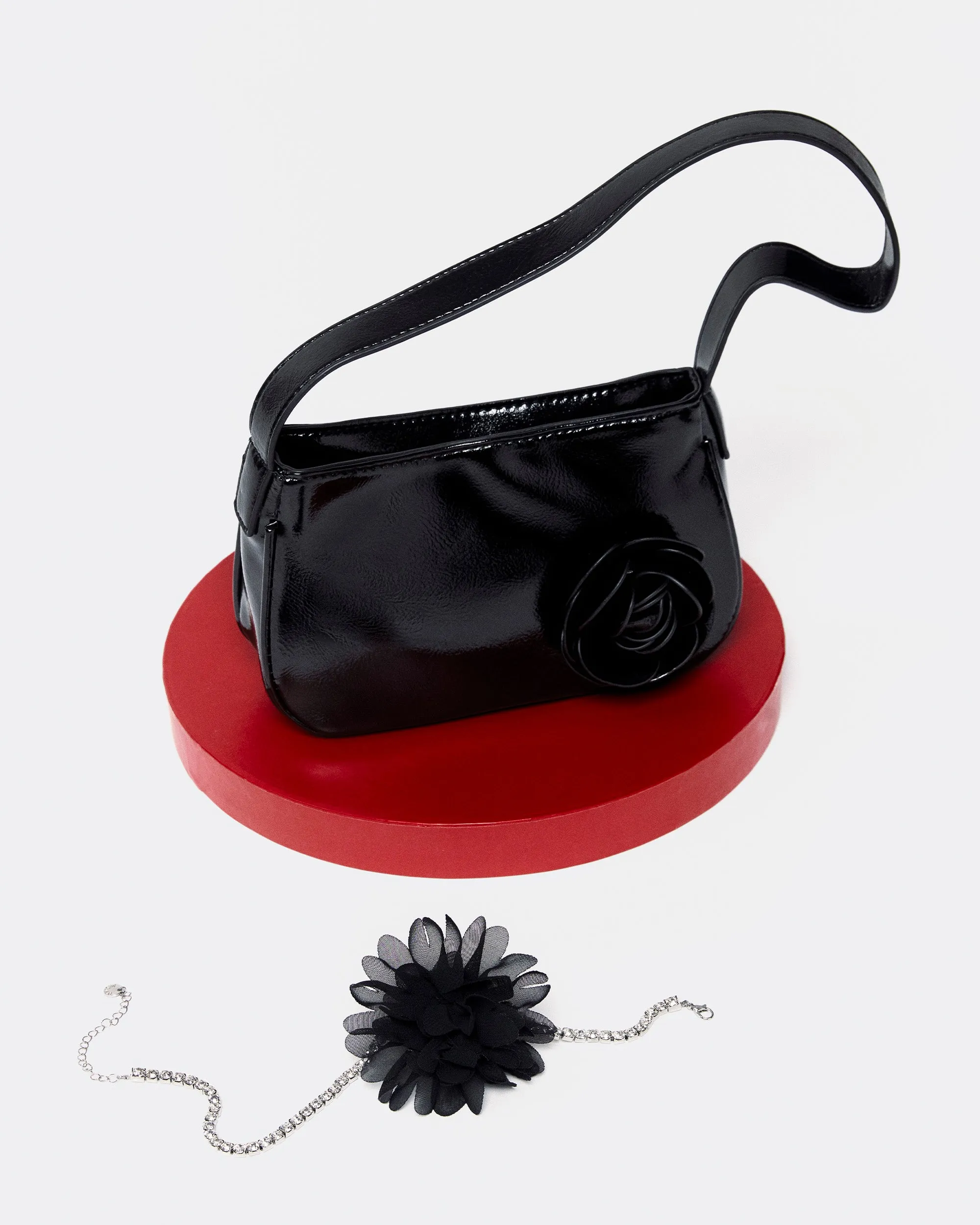 Zolu bolso de hombro de fiesta pequeo con detalle flor